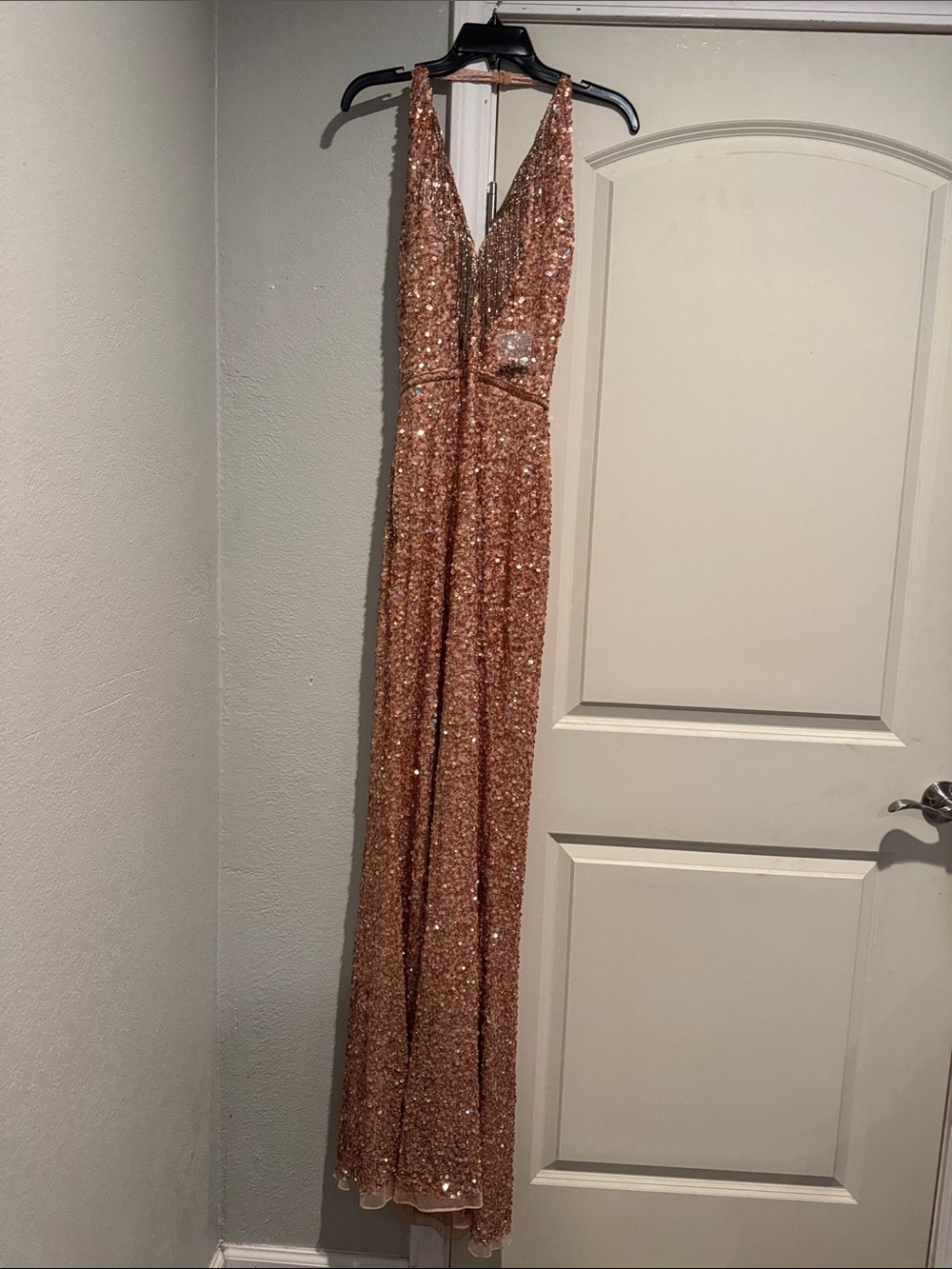 Issue New York Rose Gold Sequin Backless Gown